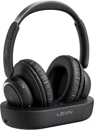 LEVN - Auriculares inalámbricos para ver TV, auriculares para TV inalámbricos para personas mayores con base de carga transmisora, para personas con