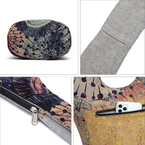 Miniatura 7 de Bolsa de hombro para mujer, de lona en estilo hippie/bohemio para llevar cruzada al hombro, disponible en diferentes colores y estampados