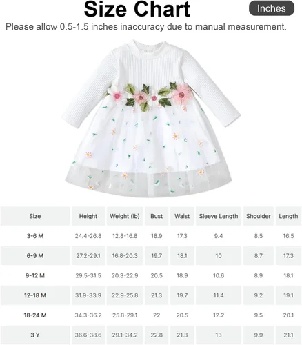 Miniatura 7 de PATPAT Baby Girl Dress Long Sleeve Tutu Dress Infant Girl Tulle Dress Flower Girl Party Birthday Princess Dresses