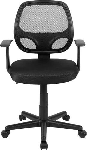 Miniatura 7 de Flash Furniture Flash Fundamentals Silla de oficina ergonómica giratoria de malla negra con brazos Negro