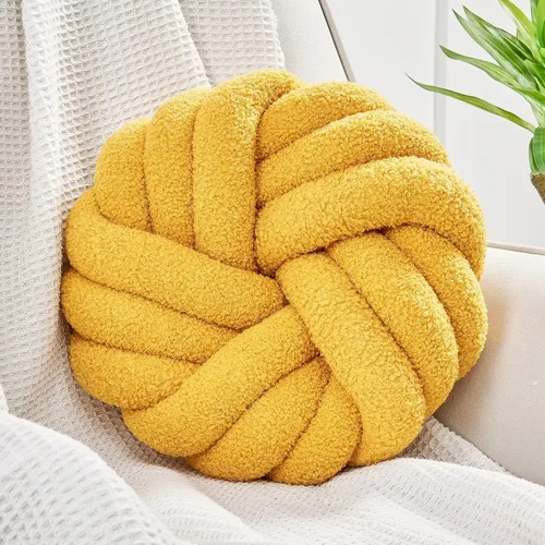 Miniatura 10 de Uvvyui Almohadas de Nudo, Almohadas Decorativas de 14 Pulgadas, Almohadas Redondas, Cojín Suave Hecho a Mano, Almohada de Bola Anudada, Cojín