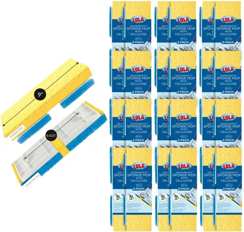Miniatura 15 de LOLA Recambio de esponja de celulosa SqueezeMatic Butterfly Mop de 9 pulgadas, cabezal de repuesto, limpieza de pisos, comparable con recambio
