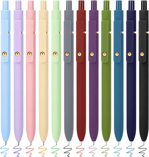 Miniatura 10 de FIOVER Bolígrafos de gel, juego de 5 bolígrafos de tinta negra de punta media de 0.7 mm con escritura suave y agarre cómodo, bolígrafos estéticos