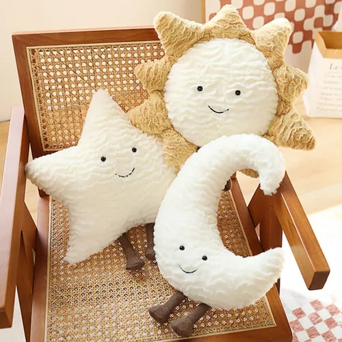 Miniatura 5 de Cómoda almohada de sol, estrellas, luna, cojín para sofá, precioso cojín (15.7 pulgadas, luna)
