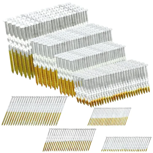 Miniatura 9 de Therwen 75 unidades de clavos de marco de 21 grados, con vástago de anillo, para uso en todos los maderas tratados a presión, cabeza D plana