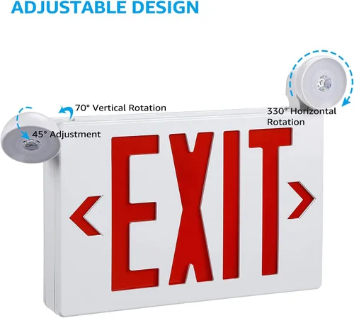 Miniatura 5 de TORCHSTAR Señal de salida LED con luces de emergencia, luz de salida de emergencia con batería de respaldo, dos cabezales LED ajustables, doble