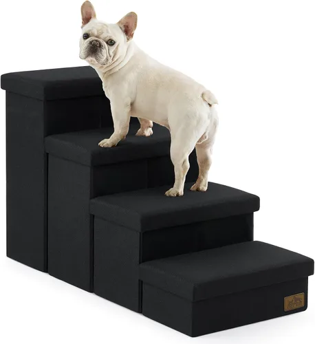 Miniatura 21 de Escaleras para perros con almacenamiento, escalones resistentes de 4 escalones más anchos para perros pequeños, medianos y grandes, rampa para Gris