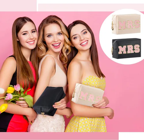 Miniatura 5 de 24 bolsas de maquillaje a granel de piel sintética para cosméticos, bolsa de maquillaje, bolsa de cosméticos lisa, bolsas de aseo impermeables