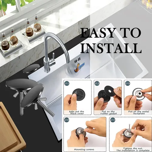 Miniatura 5 de Cubierta de orificio para fregadero de cocina de acero inoxidable de 2 pulgadas, cubierta de orificio para fregadero de cocina, placa de orificio