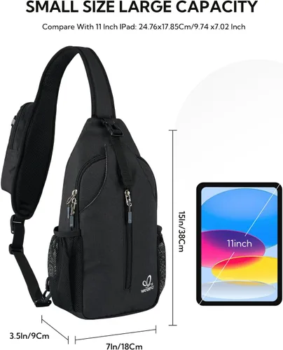 Miniatura 57 de WATERFLY Bolsa pequeña de senderismo: mochila cruzada para el pecho, mochila para hombres y mujeres con correa de hombro agradable a la piel