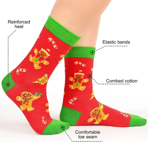Miniatura 4 de Dsia Zamur Calcetines de cuello redondo para niños y niñas, paquete de 4 a 6 + caja de regalo, novedosos calcetines de pantorrilla coloridos