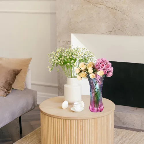 Miniatura 7 de Florero de cristal arcoíris de boca ancha de vidrio colorido para estantería, mesa de comedor, oficina, escritorio, sala de reuniones, baño