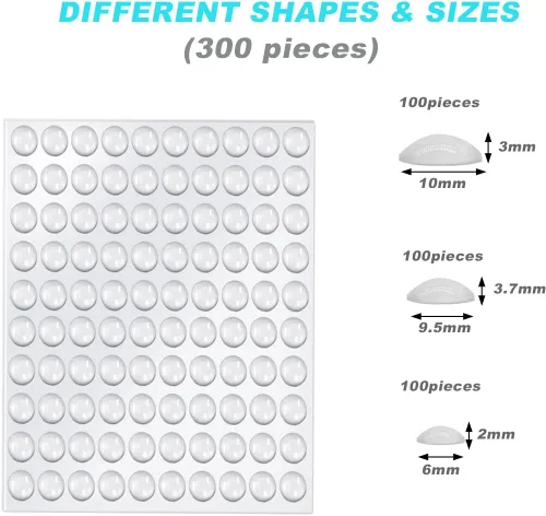 Miniatura 2 de Paquete combinado de 256 piezas de topes protectores adhesivos transparentes, 2 tamaños, círculo plano, autoadhesivos para amortiguar el sonido