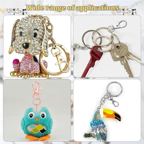 Miniatura 5 de 100 ganchos a presión con cordón y llaveros con cadena y anillos de salto para llavero, accesorios de manualidades de joyería