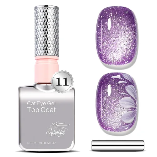 Miniatura 19 de 5-en-1 Esmalte de uñas de gel ojo de gato 15ml Fórmula todo en uno, sin necesidad de capa base/selladora, esmalte de uñas magnético fácil para Ámbar