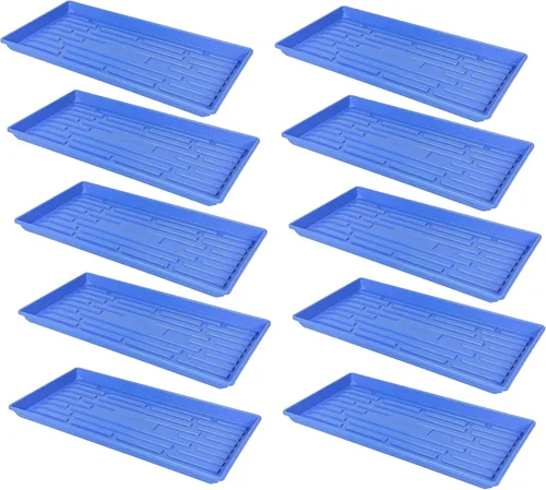 Miniatura 13 de SUNPACK Bandeja de inicio de semillas de plástico resistente de 10 x 20 pulgadas, color negro, 2.5 pulgadas, sin agujeros de drenaje, ideal