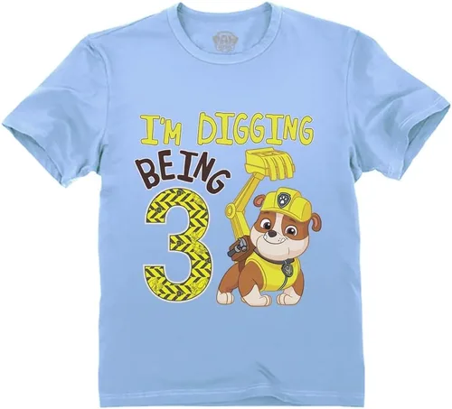 Rubble Paw Patrol - Camiseta de 3er cumpleaños Regalo divertido para niños de 3 años Camiseta de fiesta temática de excavación para niños pequeños