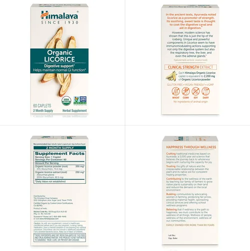 Miniatura 7 de Himalaya Regaliz orgánico, suministro para 120 días, suplemento de salud digestiva para malestar estomacal, hinchazón ocasional y acidez estomacal