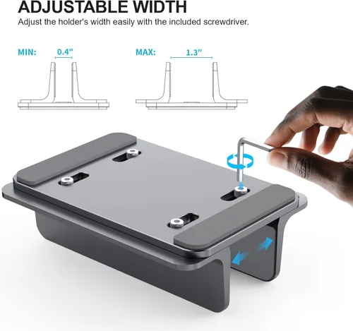 Miniatura 2 de YICOSUN Soporte vertical de aluminio para laptop para escritorio, base de ancho ajustable para MacBook, Surface, Samsung, HP, Dell de hasta 17.3 Gris