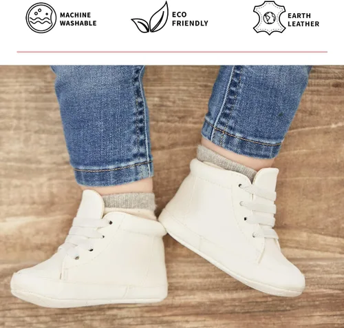 Miniatura 4 de JuJuBe - Zapatos de bebé de silicona para bebés, cuero vegano, Eco Steps Sneaks