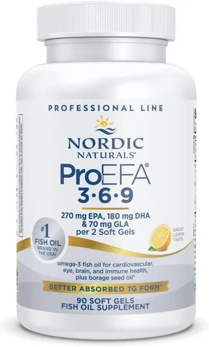 Nordic Naturals ProEFA 3-6-9, sabor a limón, 90 geles blandos, 565 mg de omega-3, EPA y DHA con GLA añadido, piel saludable, cognición y estado de