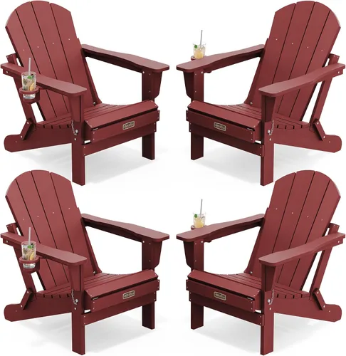 Miniatura 68 de SERWALL - Silla plegable Adirondack para patio, jardín, exterior, resistente a la intemperie, sillas para hoguera, color naranja