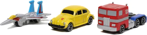 Jada Transformers G1 Nano - Paquete de 3 autos fundidos a presión de 1.65 pulgadas, juguetes para niños y adultos