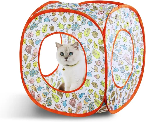 Andiker Tienda para gatos, túnel de gatos con 3 agujeros seguro y fuerte, lindo túnel plegable fácil de transportar para gatos de interior, gatitos,