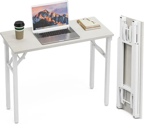 Miniatura 28 de TEMI Mesa de Computadora Pequeña Mesa Plegable - Escritorio de Oficina Plegable de 35.8", Sin Ensamblaje, Perfecto para Espacios Pequeños