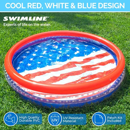 Miniatura 7 de SWIMLINE Americana - Piscina para niños de 3 anillos de 60 x 12 pulgadas, para niños y adultos, piscina de pelota y arena para exteriores