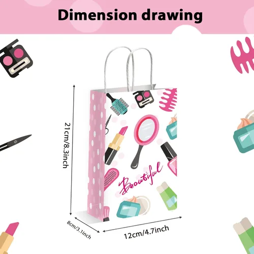 Miniatura 3 de gisgfim 12 piezas de bolsas de regalo, golosinas y favores para fiesta de spa y maquillaje con temática de spa para cumpleaños de niñas, bolsas