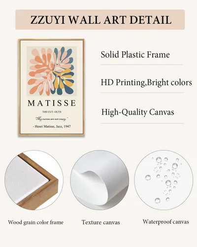 Miniatura 5 de Zzuyi Henri Matisse - Arte de pared, decoración de arte abstracto, decoración de habitación pastel danés, arte de pared bohemio, 12 x 16 pulgadas