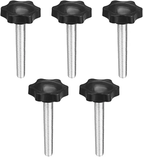 Miniatura 14 de uxcell Perillas de tornillo de sujeción con abrazadera Pomo de estrella M4 x 0.630 in rosca macho 5 piezas