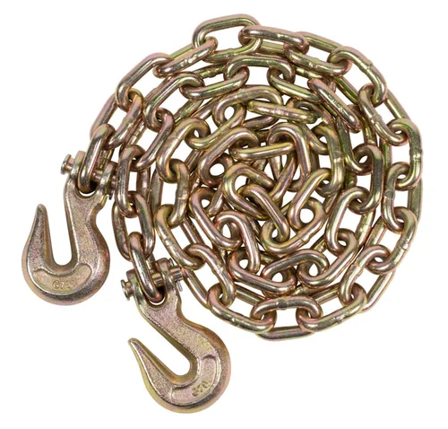 Miniatura 25 de Mytee Products Paquete de 4 cadenas de 3/8 pulgadas x 6 pies de grado 70 con ganchos de agarre de horquilla, cadena de remolque de transporte G70, 4