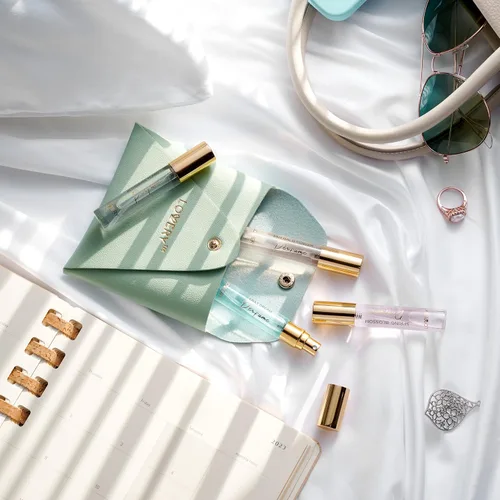 Miniatura 4 de LOVERY Regalos para el Día de la Madre de hija e hijo, juego de 5 perfumes para mujeres y hombres con bolsa de cuero, mini perfume de 0.3 fl oz
