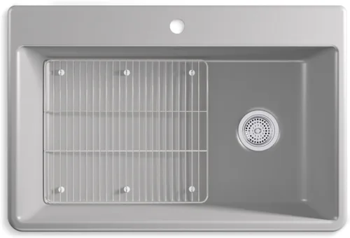 Miniatura 13 de KOHLER 28003-1-CM1 Kennon® - Fregadero de cocina de 25 pulgadas de montaje superior o inferior, incluye estante para fregadero, color negro mate