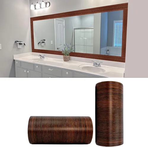 Miniatura 11 de YESUS Marco de papel tapiz 3D de grano de madera gris oscuro de 3.93 pies (32.8 ft), extraíble, PVC, impermeable, para despegar y pegar, adhesivo