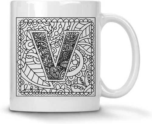 Miniatura 20 de Alankathy Mugs Taza de café monograma, 11 oz, color blanco (A)