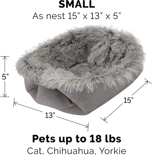 Miniatura 2 de Furhaven Cama para mascotas para gatos y perros pequeños – Cama térmica, auto-calentable, convertible, de piel y gamuza para gatos, lavable