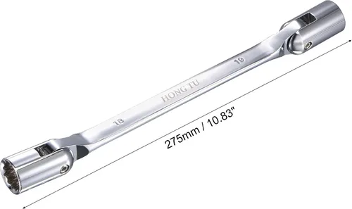 Miniatura 2 de uxcell Llave de cabeza flexible de 12 puntos, extremo de caja giratoria doble métrica de 0.709 in x 0.748 in, rotación CR-V de 180 grados