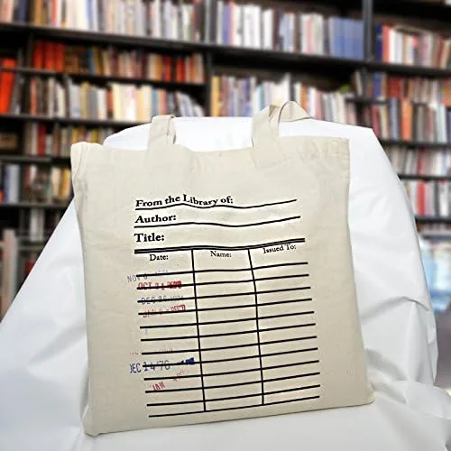Miniatura 3 de Universal Zone Bolsa para tarjetas de biblioteca. Tarjetero con sellos de vencimiento de día. Bolsa para libros, Beige