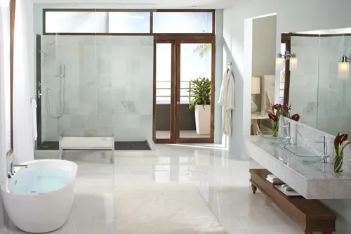 Miniatura 2 de Moen T394BN Align - Kit de moldura moderna de grifo de bañera romana con 2 manijas para montaje en cubierta, requiere válvula, incluye ducha de mano