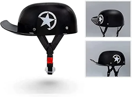 Miniatura 2 de Casco abierto de motocicleta para adultos, aprobado por DOT, estilo alemán, casco pequeño novedoso para ciclomotor, Street Cruiser
