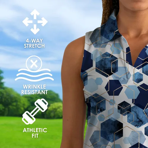 Miniatura 32 de YATTA GOLF Polo de golf sin mangas para mujer, absorbe la humedad, cuello en V, para golf, entrenamiento, golf