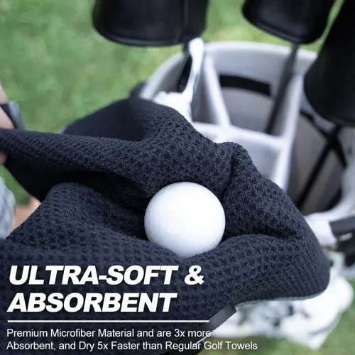 Miniatura 5 de Toalla de golf magnética, diseño de gofre de microfibra con clip, imán de fuerza industrial para un fuerte agarre a bolsas de golf, carritos y palos