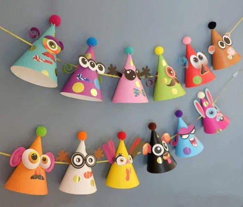 Miniatura 4 de Sombreros de fiesta de Glittery Garden para niños, arte y manualidades. Divertido kit de actividades de cumpleaños con pegatinas. Adorno de fiesta
