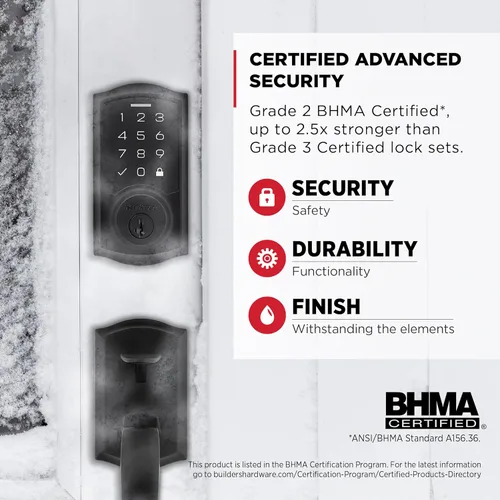 Miniatura 4 de Kwikset SmartCode 270 - Cerradura de puerta con teclado táctil electrónico sin llave y cerradura de seguridad con auto-bloqueo, códigos de usuario
