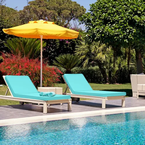 Miniatura 5 de Ganeen Funda de cojín impermeable para silla de salón para exteriores, funda de repuesto para silla de descanso con lazos de cremallera para patio