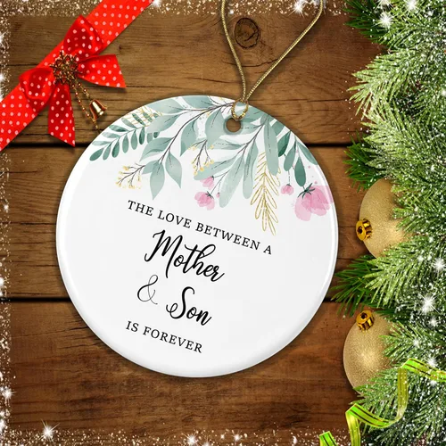 Miniatura 2 de El amor entre una madre y el hijo es para siempre, adorno para madre, adorno de hijo, adorno de Feliz Navidad, adorno de árbol impreso en ambos lados