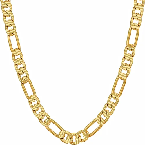 Miniatura 9 de LIFETIME JEWELRY Collares de cadena Figaro con corte de diamante suizo de 0.177 in y 0.236 in, chapado en oro real de 24 quilates